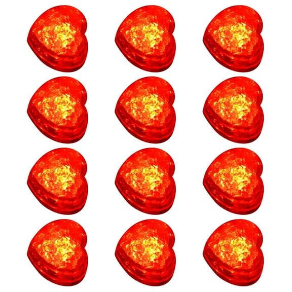 12pcs Water Activated LED Flashing Heart Shape Ice Cubes Party Drink Decorations