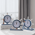 thumbnail image 5 of Mediterranean-Style Nautical Silent Tabletop Clock Wooden Clock Boat Wheel Rudder Rack Clock Beach Theme Clock Decorative Decor - sailboat, 5 of 5