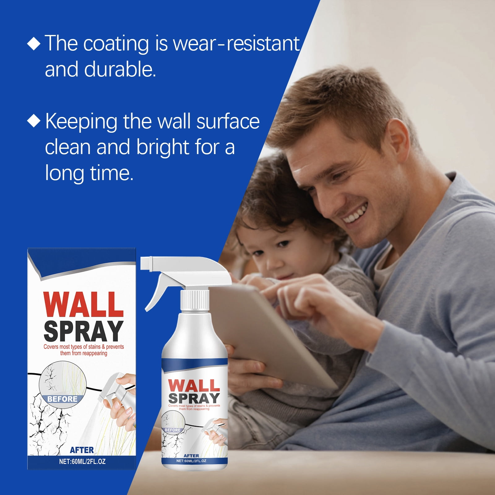 Alvantor White Paint Spary for Wall, Stains Cover and Scratch Repair, 2fl.oz