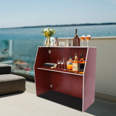 Portable Event Bar Table Foldable Alu Edge Banding for Party Picnic Brown