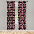 thumbnail image 2 of Ambesonne Mexican Curtains, Sugar Skulls Flowers Hands, Pair of 28"x84", Pink Jade Green and Apricot, 2 of 4