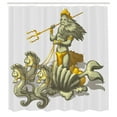 thumbnail image 5 of Animal Decor Shower Curtain, Old Mythologic Character Triton in Shell with Seahorse Poseidon Greek God, Fabric Bathroom Set with Hooks, 69W X 75L Inches Long, Green Golden, by Ambesonne, 5 of 5