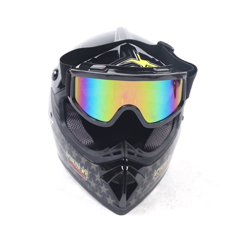 bike helmet w goggles gloves black Adult HI-VIZ MOTOCROSS ATV OFFROAD Combo with and XXL Goggles Red K27 DOT compliant off road helmet Red goggles with clear impact resistant lens Red 1Storm Adult Motocross Helmet BMX