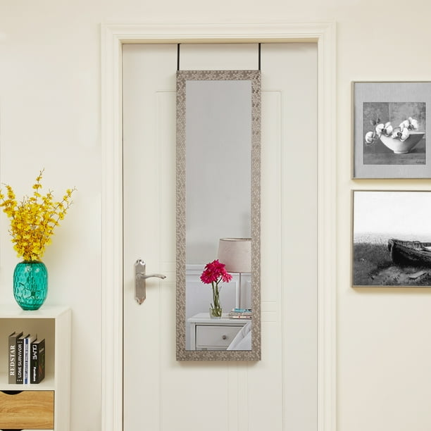 Naomi Home Mosaic Style Over The Door Mirror Silver 48 X 14 Com Door Mirror Silver 48, How To Hang Door Mirror From Target