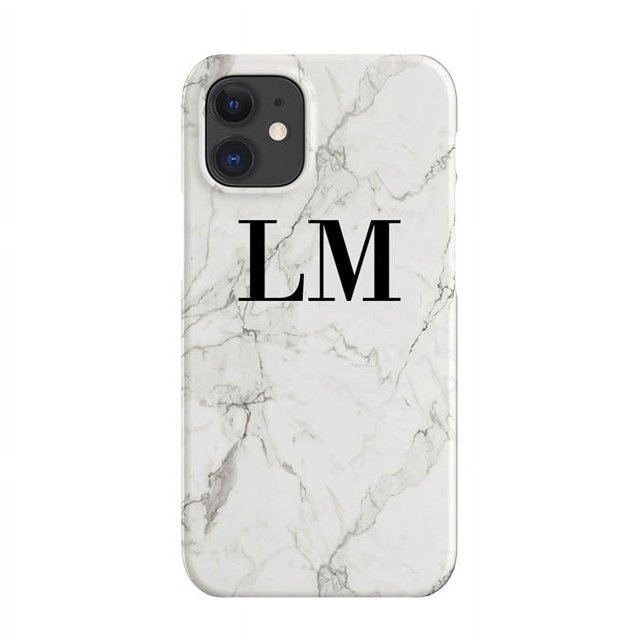 Personalised White Calacatta Marble Initials iPhone 12 Case,iPhone 13 Pro