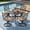 Swivel chair *4+ Square table, variant on SUNCROWN Outdoor Dining Swivel Black Wrought IronChairs with Cushions Patio Metal Rocker Chairs (Set of 2 )
