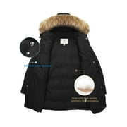WenVen Women's Winter Coat Warm Puffer Jacket Waterproof Winter Parka Coat with Hood Black L