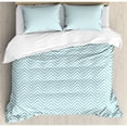 thumbnail image 3 of Retro Duvet Cover Set, Big White Dots Spots Little Circles Shabby Pastel Colors Symmetrical Monochrome, Decorative 3 Piece Bedding Set with 2 Pillow Shams, Queen Size, Pale Blue White, by Ambesonne, 3 of 3