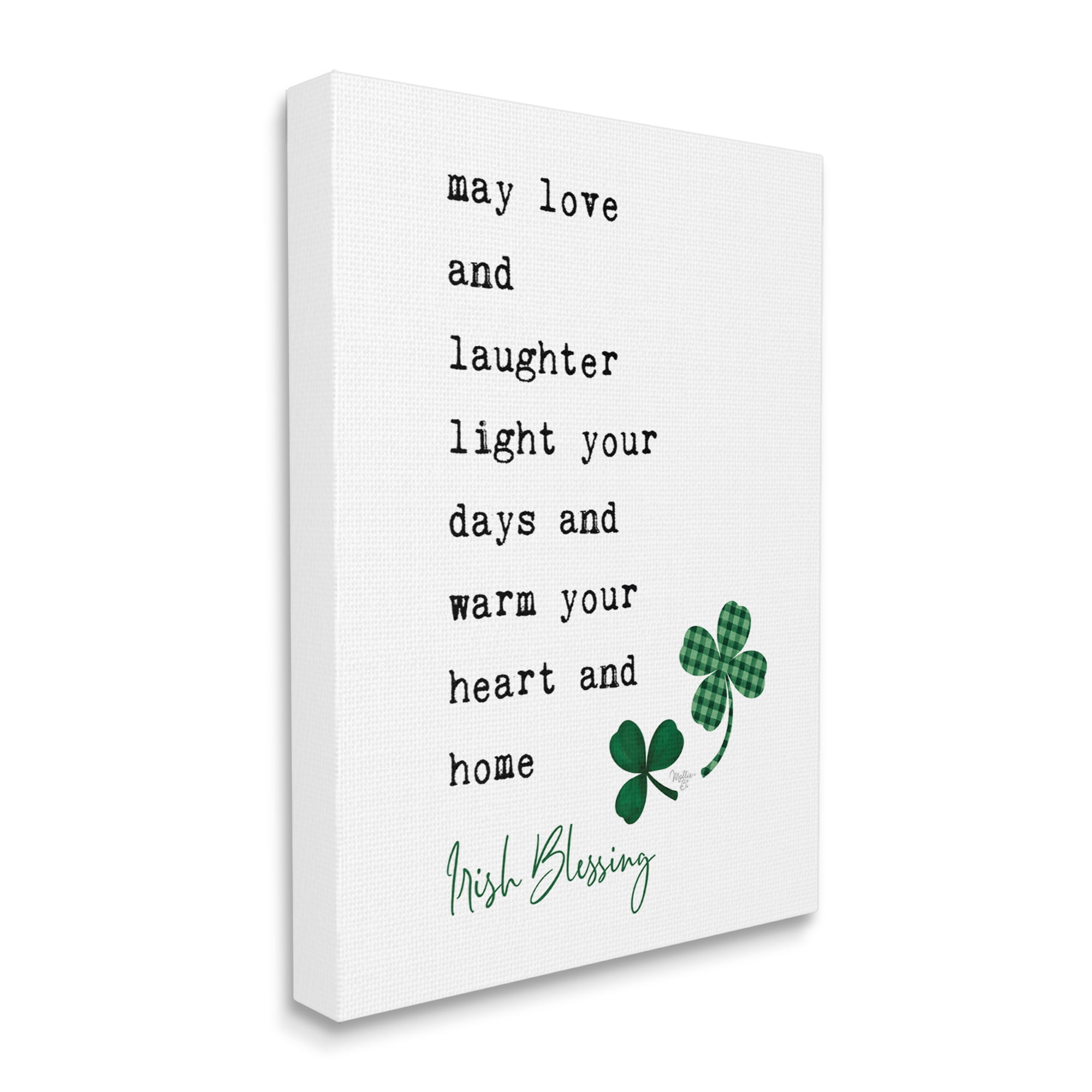 Stupell Industries Heart & Home Touching Irish Blessing Clover Motif Canvas Wall Art, 36 x 48, Design by Mollie B.