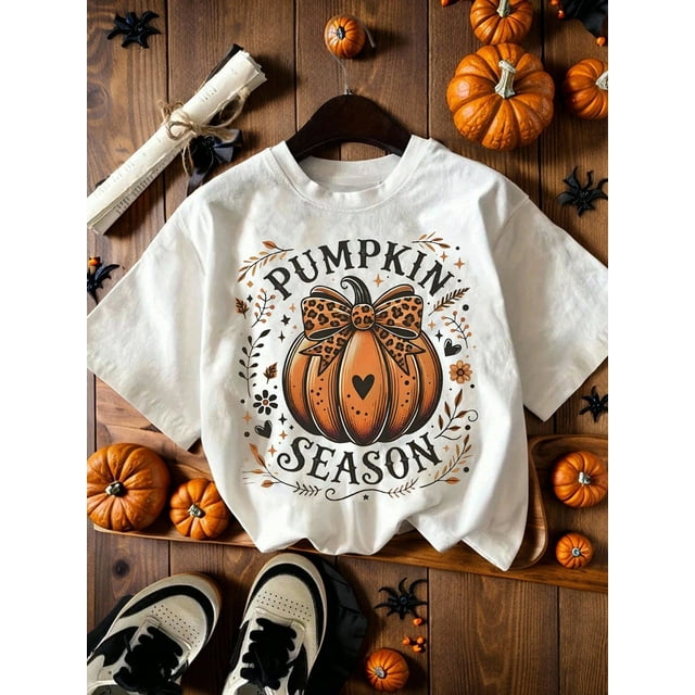 Ladies' Halloween Pumpkin Creative Printed Round-Neck T-Shirt