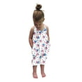 thumbnail image 2 of Splozh 4th Fourth of July Toddler Girl Outfit USA Romper Spaghetti Strap Jumpsuit Red White and Blue Outfits,White,5-6 Years, 2 of 4