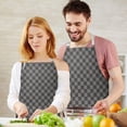 thumbnail image 3 of Gray and Black Checkerboard Pattern Apron-Garden Aprons for Women with Pockets-Cotton Linen Waterproof Kitchen Cooking Gardening Aprons Adjustable for Kitchen,Cooking,BBQ and Salon 33x27 Inch, 3 of 7