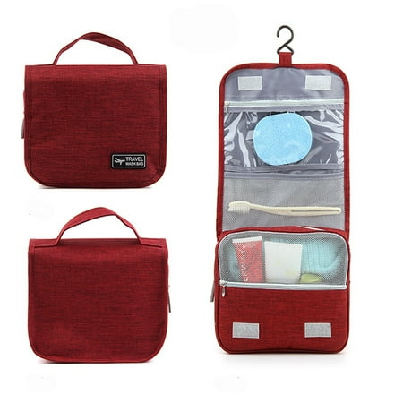 Partheme Exquisite Travel Bag for Ostomy and Colostomy Supplies Featuring Hanging Setup Stylish Covers Foley Catheter Medical Ileostomy Pouch Accessories Toiletry Organizer Bag Red