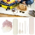 thumbnail image 3 of Portable Toothpaste Box Bath Ball Spoon Fork Chopsticks Cutlery Storage Box Travel Camping SetBeige, 3 of 13