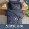 thumbnail image 3 of Virtu Twin XL Comforter Set, 5pc Bed in a Bag, Pleated Bedding Comforter Sets with Sheets, Navy, 3 of 10