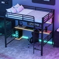 thumbnail image 2 of Bellemave Modern Industrial Full Size Loft Bed with Desk and Storage Shelf Esports Gaming Metal Loft Bed with LED Lights Heavy Duty Full Loft Bed Frame for Teens, Adult, Gamers, Black, 2 of 10