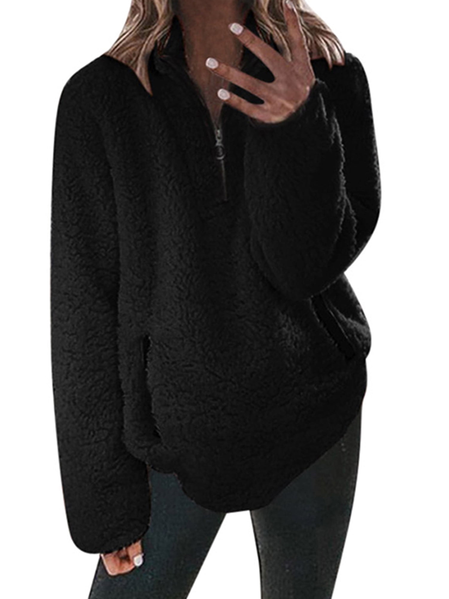 Winter Women's Faux Fur Fleece Half Zip 