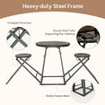 thumbnail image 6 of Costway 3-Piece Bar Table Set Round Pub Dining Table & 2 Foldable Stools w/ Metal Frame, 6 of 10