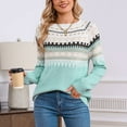 thumbnail image 1 of Ailaofu Women's Fair Isle Sweater Casual Crewneck Long Sleeve Lightweight Vintage Knit Jumper Tops, 1 of 6