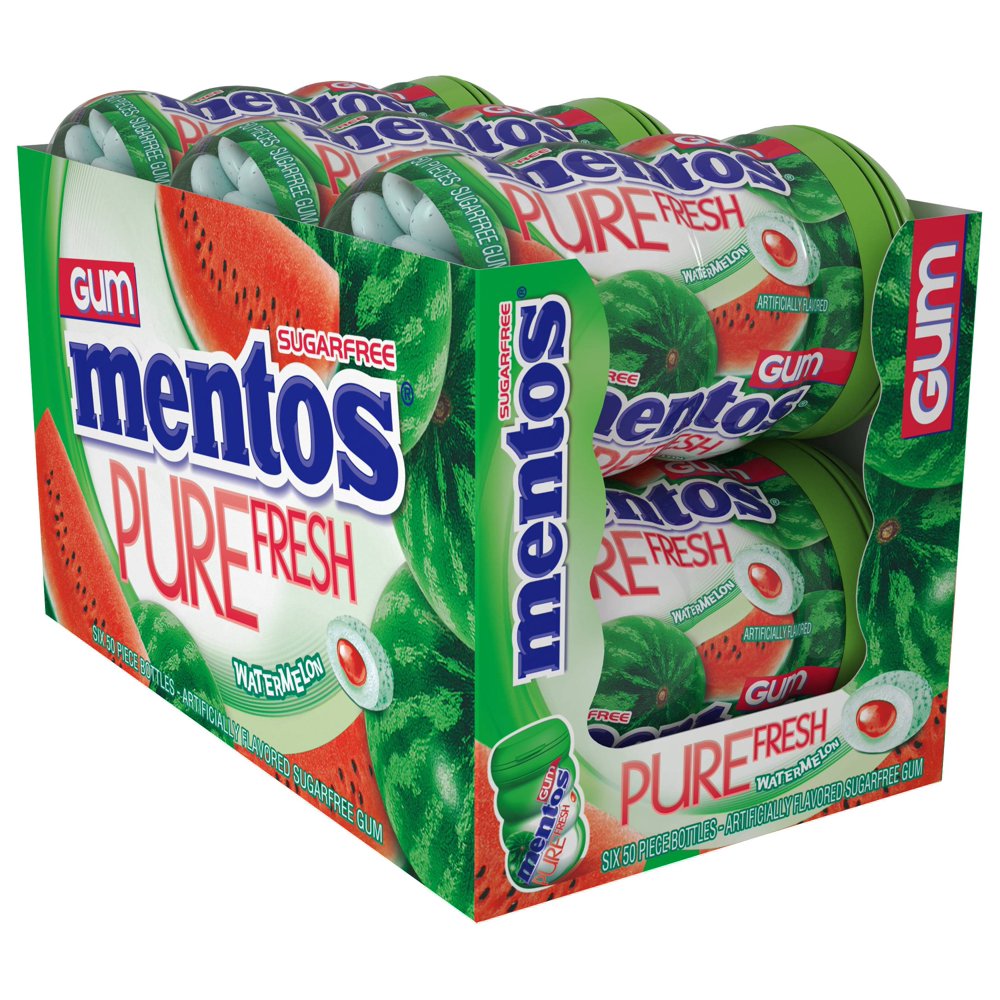 Mentos Gum Curvy Btl Pf Watermelon, 3.53 Ounce (66 Pack)