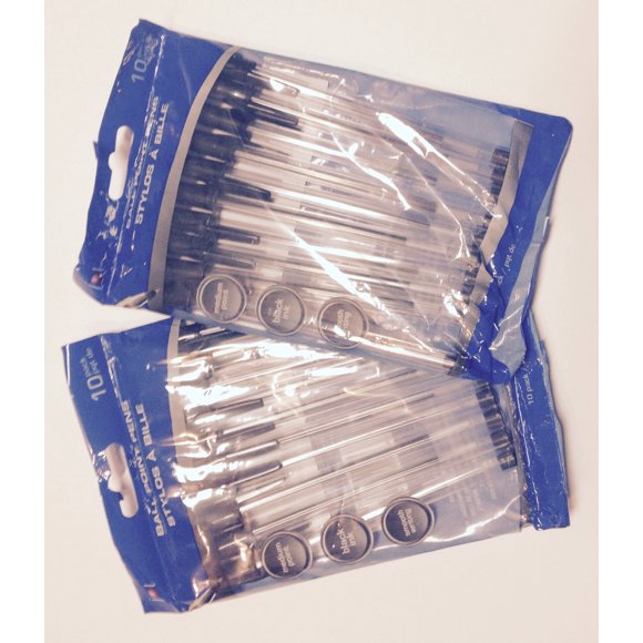 Stylo à Bille Moyen Noir (Lot de 2)