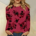 thumbnail image 1 of MesaSe Femmes Mode Quotidien Polyvalent Décontracté Col Rond Manches Longues Imprimé Top Bleu L, 1 of 5
