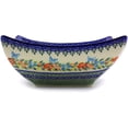 thumbnail image 3 of Polish Pottery Square Bowl 11-inch Polmedia Ring Of Flowers Theme UNIKAT Hand Painted in Boleslawiec, Poland + Certificate of Authenticity, 3 of 6