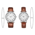 thumbnail image 6 of Tnobhg Couple Watch Round Battery Operated Faux Leather Strap Elegant 3-Hand Birthday Gift Adjustable Men Women Quartz Wrist Watch Fashion Jewelry, 6 of 8