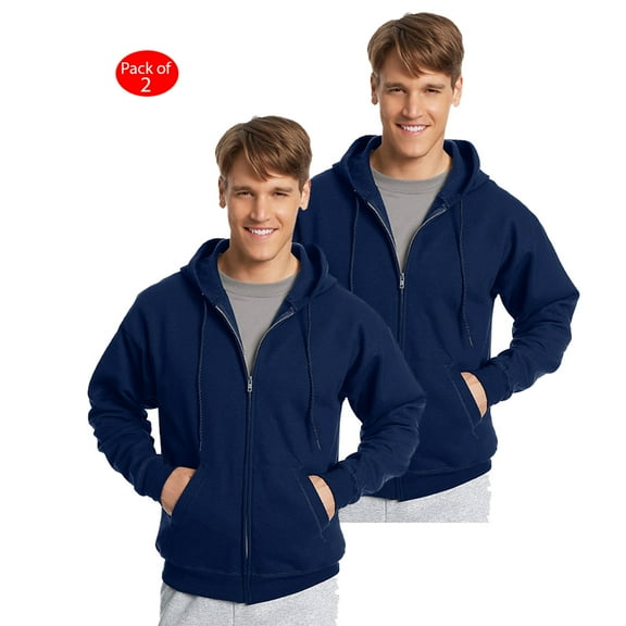Hanes ComfortBlend; Eco Smart; Full Zip Hoodie, Color: Navy, Size: L --- PACK OF 2 (Men's Athleticwear - Original Company Packing)