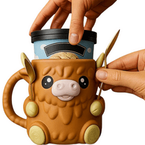 Highland Cow Ice Pint Holder, Ice Cream Pint Sleeves Cover, Cute Animal Ices Creams Cooler Container Leak Proof Popsicle Cozy Beer Can Cup, Highland Cow Lover Gifts, Gift for Cream Lovers
