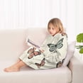 thumbnail image 4 of Beige Butterfly Pattern Blanket Hoodies for Kids 6-13YR Oversize Wearable Blanket Hoodies for Boys Girls Teens, 4 of 7