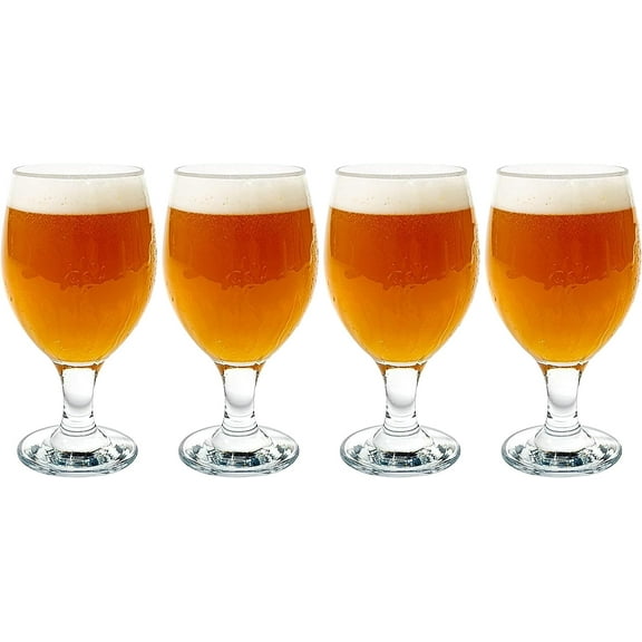 Vikko 13.5 Oz Belgian Style Beer Glasses Stemmed Drinking Glasses 4-Pc Glass Set