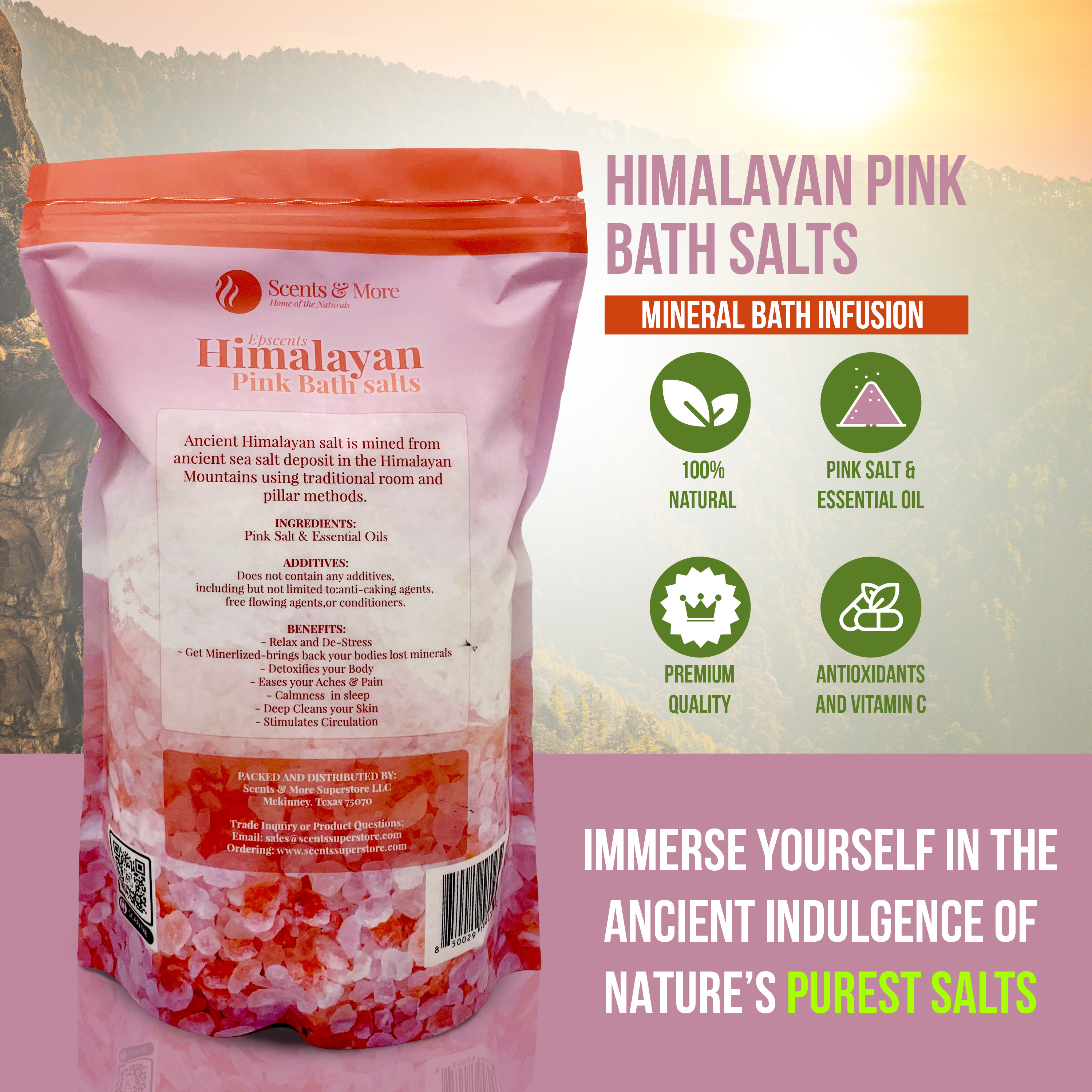 Epscents Pink Himalayan Premium Bath Salts  Infused with Essential oils