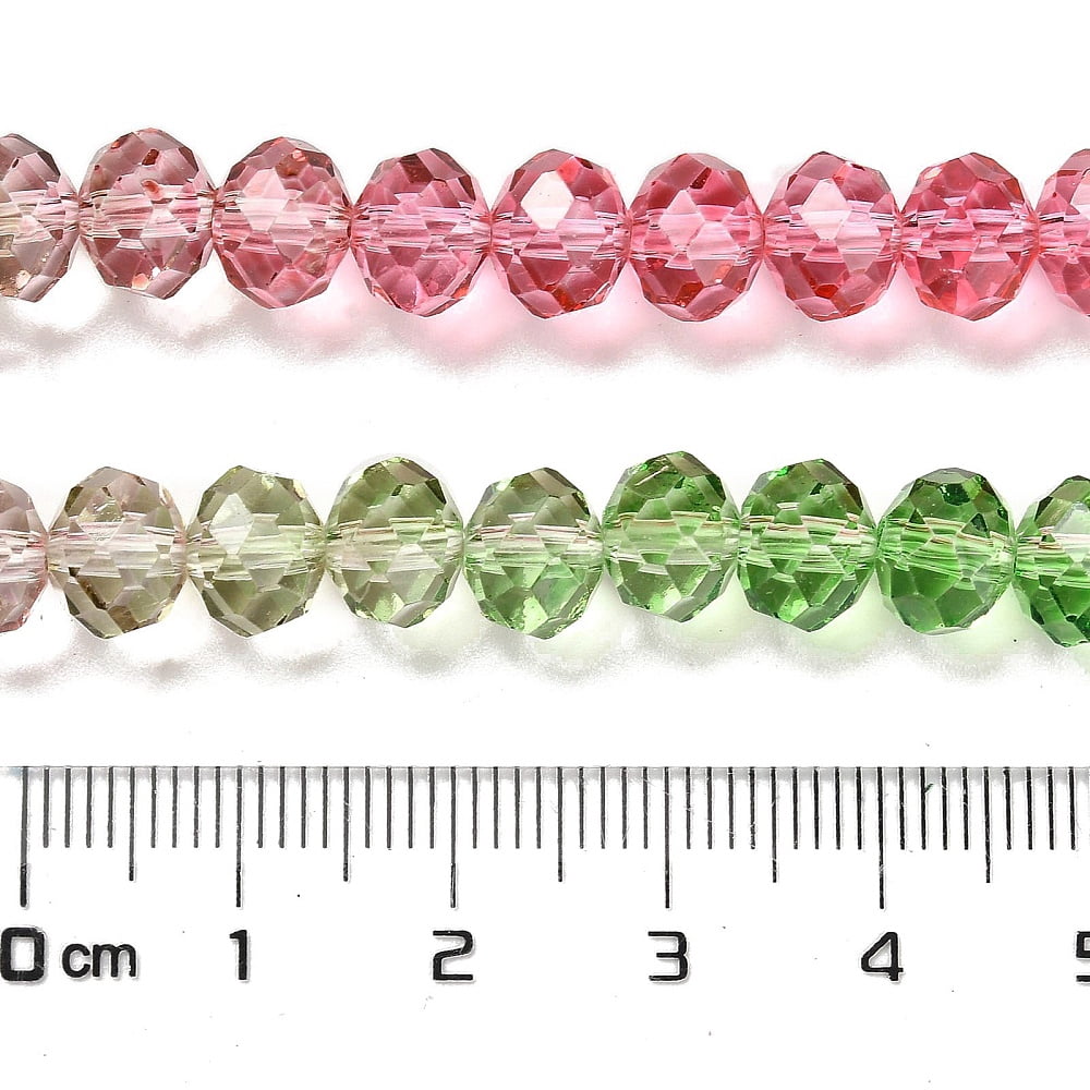 Transparent Painted Glass Beads Strands Faceted Rondelle Colorful 8x6.5mm Hole: 1mm about 63pcs/strand 16.14''(41cm)
