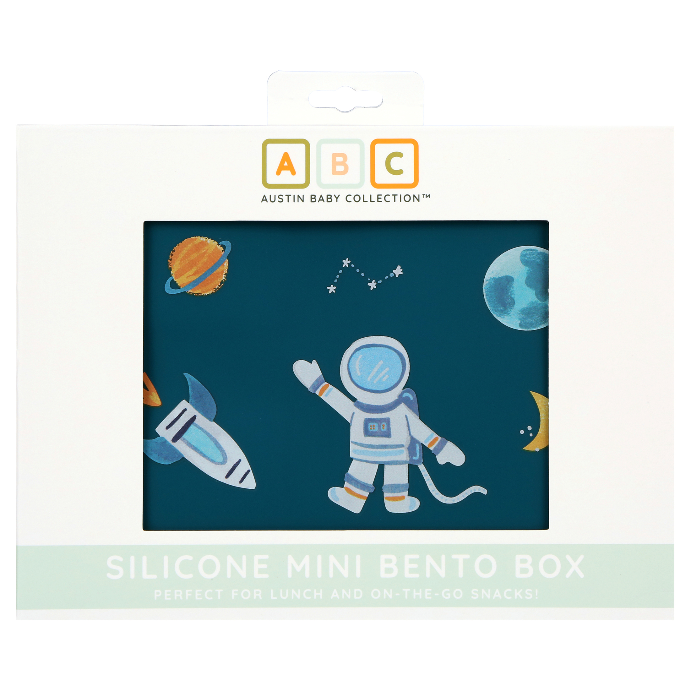 Austin Baby Co Leak-Proof Mini Bento Lunch Box for Toddler and Kids – Silicone Container with 3 Leakproof Compartments – Food-Safe Materials, Dishwasher Safe, and BPA Free (Space Galaxy Blue)