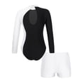thumbnail image 2 of YONGHS Kids Girls 2 Pieces Gymnastics Outfits Long Sleeve Ballet Dance Leotard with Shorts Set White 14, 2 of 5