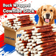 thumbnail image 2 of Chicken And DuckRawhide Dental Treats with Real Chicken, Duck & Cowhide Skin, Dog Chew Sticks Suitable for Aggressive Chewers - High Protein Training Rewards for Teeth Cleaning, Long Lasting Chewing, 2 of 9