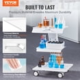thumbnail image 3 of VEVOR Lab Trolley, 3-Layer Rolling Lab Cart, Metal Mobile Trolley with Swivel Wheels, Tray Rolling Clinic Cart 220 lbs Weight Capacity, for Lab, Clinic, Beauty and Salon, 3 of 9