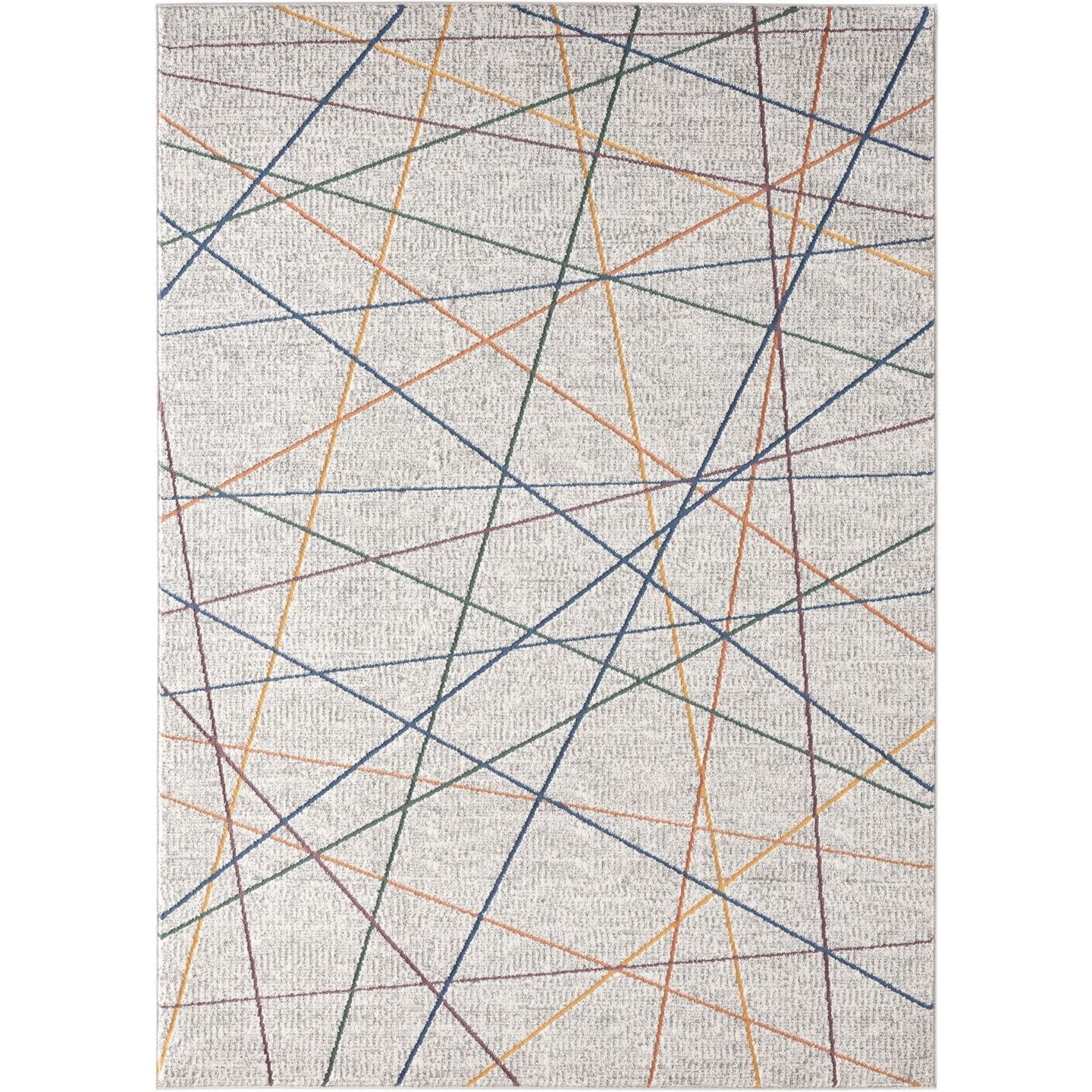 LUXE WEAVERS Abstract Lines Art Multi 8x10 Area Rug for Living Room