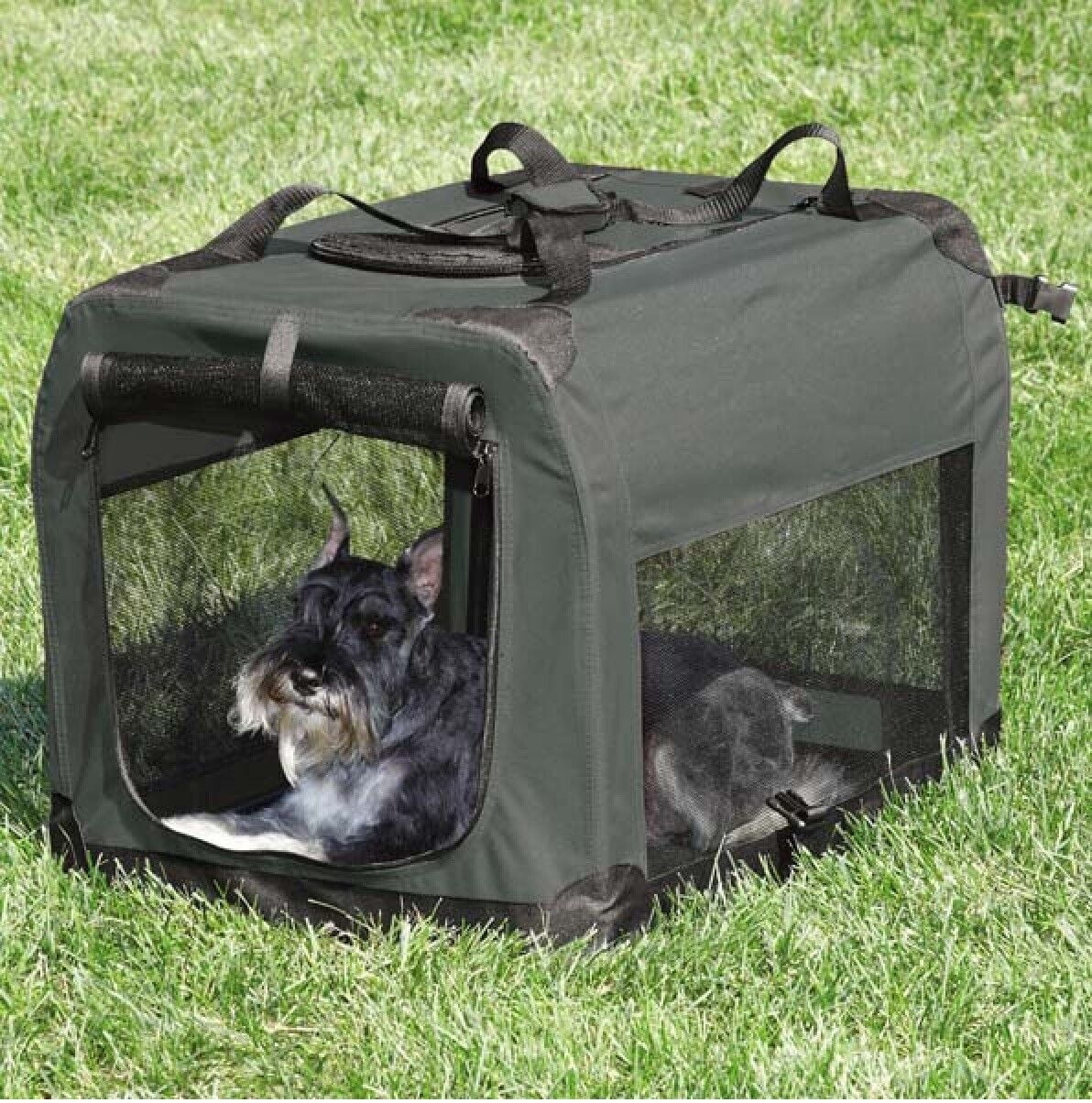 Dog Crate Soft Side Collapsible Charcoal Sturdy Light Weight Portable Travel (Large 40" x 27" x 27")
