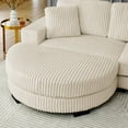thumbnail image 5 of 110.63" Corduroy Tufted Upholstered Sleeper Sectional Sofa, L-Shaped Modular Convertible Sofa , The arc-shaped footstool can be placed freely on the left and right, Beige, 5 of 6