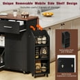 thumbnail image 4 of 47" Kitchen Island with Drop Leaf, Rolling Kitchen Dining Cart with Trash Can Storage, Two Drawers, Removable Side Racks and Towel Rack for Home, Black, 4 of 9