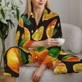 thumbnail image 4 of Goofa Tangerine Printed Women’s 2 Piece Pajama Set Super,Pajamas Women's Long Sleeve Sleepwear Soft Button Down Loungewear Pjs Lounge Set Nightwear-Small, 4 of 9