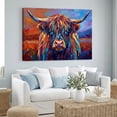 thumbnail image 4 of "Vibrant Rainbow Highland Cow" Canvas Wall Art, Colorful Impressionist Farm Animal Painting, Bold Modern Decor for Living Room & Modern Home, 4 of 9