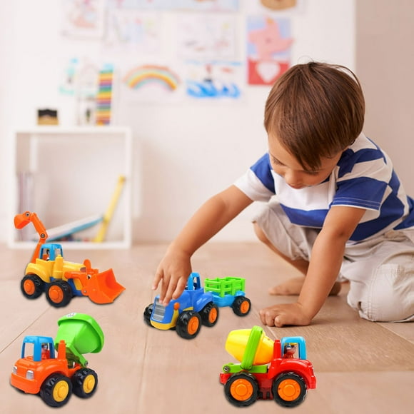 HUASHENG Équipe de Projet Heureuse pour Enfants Véhicule Inertiel Jouet Modèle de Voiture Crash Dessin Animé