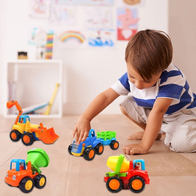 HUASHENG Équipe de Projet Heureuse pour Enfants Véhicule Inertiel Jouet Modèle de Voiture Crash Dessin Animé