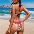 thumbnail image 5 of Uourmeti Women's Halter Neck Two Piece Bikini Set - Festive Christmas Snowman Print Quick Dry, Sexy Tie Side Swimwear for Beach & Pool Vacation, 5 of 9
