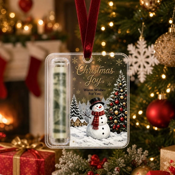 suore Christmas Cash Gift Tree Ornaments, Acrylic Christmas Money Holders for Cash, Funny Hanging Xmas Tree Decoration, Unique Money Gift for Christmas Graduation Back to School