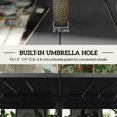 thumbnail image 4 of 59" Outdoor Patio Dining Table, Black Metal Slatted Tabletop with Umbrella Hole, Seats Six, Robust Powder-Coated Steel Garden Table for Backyard, Balcony, and Poolside Use, 4 of 7