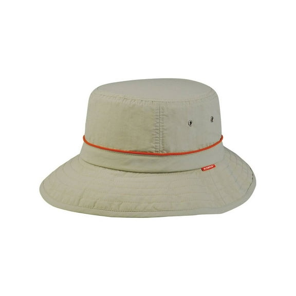 Juniper Taslon UV Bucket Cap with Orange Piping, Khaki